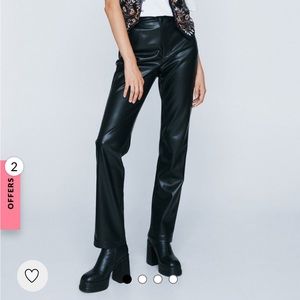 Faux Leather Slim Fit Straight Leg Pants